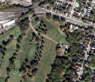 Overhead view of the Glenside Path through Chedoke Golf Course (Photo Credit: Google Maps, 2006)