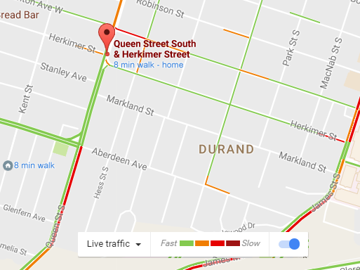 Google Maps Live Traffic for September 9, 2016 at 8:00 AM