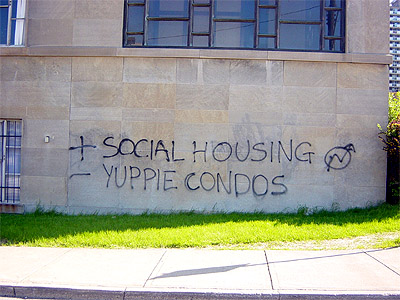 Anti-gentrification graffiti (RTH file photo)