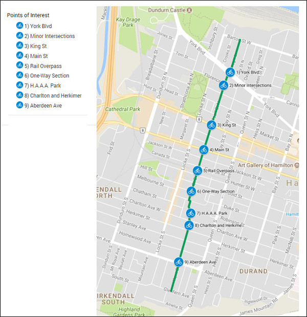 Proposed Greenway route with points of interest