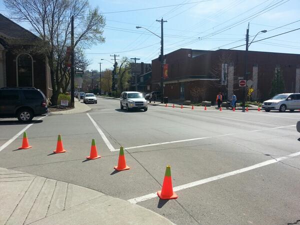 Guerrilla bumpouts at Herkimer and Locke, removed by City workers (RTH file photo)