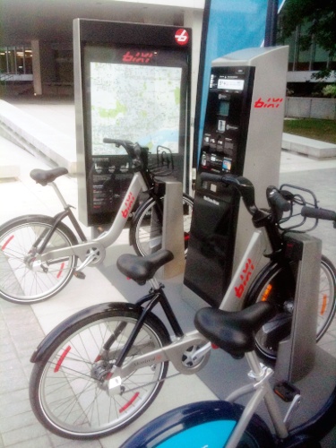 Bixi depot on display at City Hall