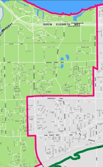 Hamilton - Stoney Creek boundary in the Lower City