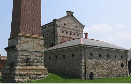 Figure 1: The Hamilton Waterworks: the stone at the base of the chimney is sandstone; the main building stone in the pumphouses is dolomite.