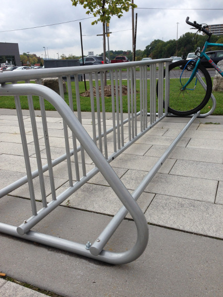 Current bike racks at McMaster Innovation Park, where response has noted the need for 