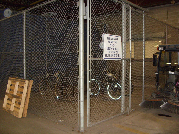 Secure bike parking facility built by the City of Hamilton (Photo Credit: Craig den Ouden)