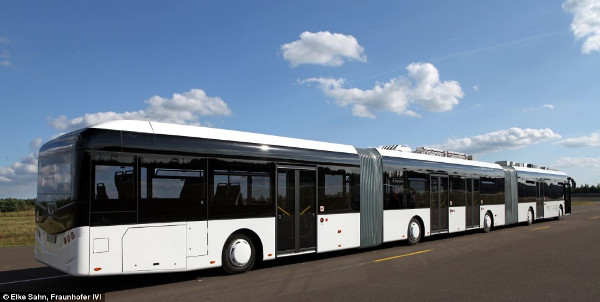 Hess of Switzerland and their Little Tram Bi-articulated Bus Series Prototype, with a length of 30 metres (Image Credit: Hess of Switzerland)