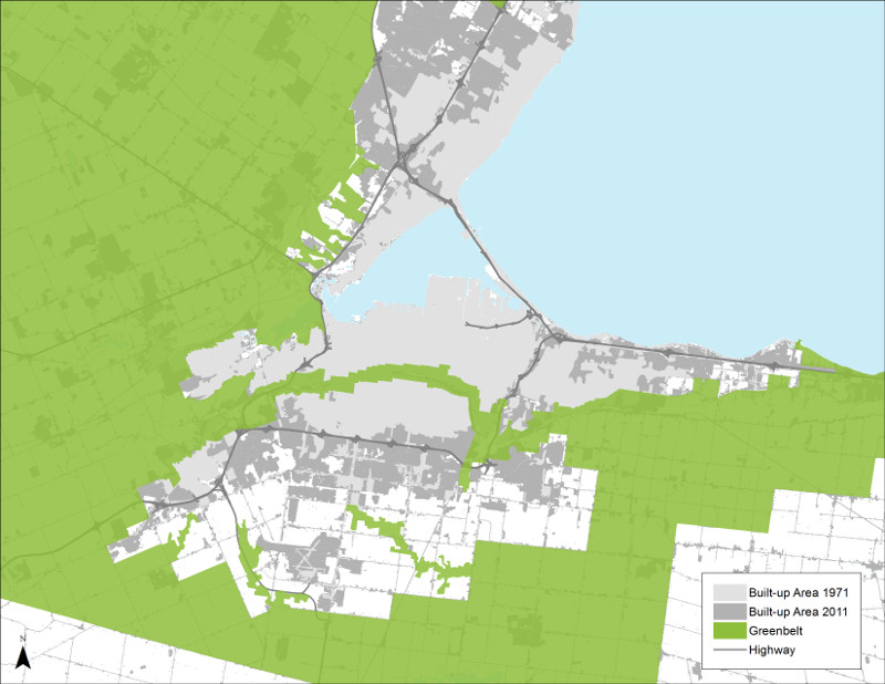 Built-up Area, Hamilton Census Metropolitan Area (1971 and 2011)