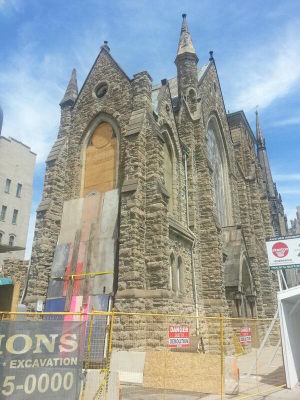 All that remains is the east facade and tower