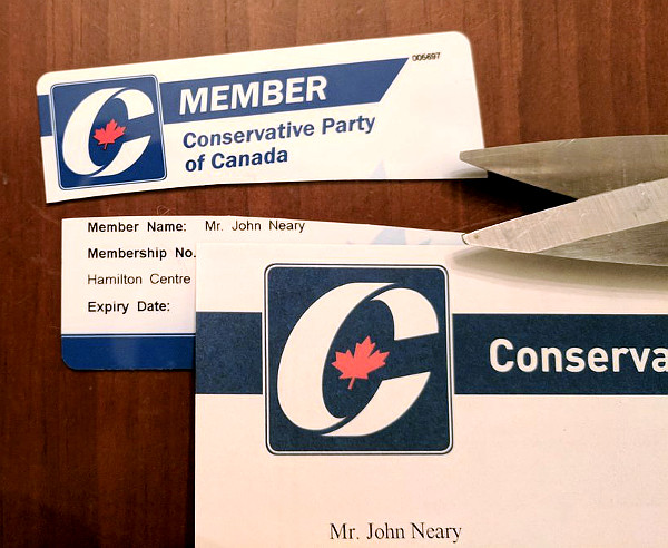 Conservative Party of Canada membership card