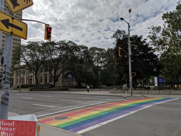 Neglected, abused rainbow crosswalk (Image Credit: Cameron Kroetsch)