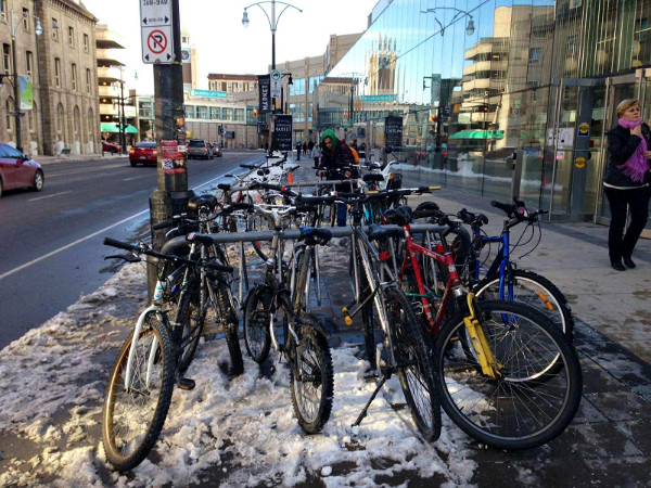 Bikes parked outside Central Library/Farmers' Market (Image Credit: Jason Leach)