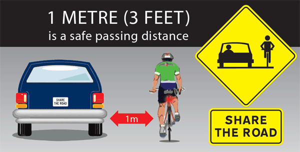 1 metre (3 feet) is a safe passing distance