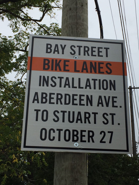 Sign posted on Markland Avenue