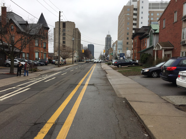 Charlton Avenue looking east with new contraflow bike lane