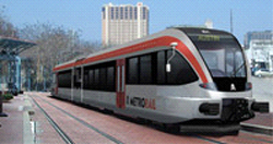 LRT vehicle in downtown Austin