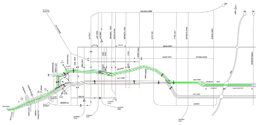 LRT Preferred Route: two-way conversion of Main and King with two-way LRT down the median of King through the downtown.
