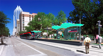 LRT station in downtown Austin