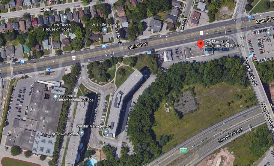 925 Main Street West and 150 Longwood Road South (Image Credit: Google Maps)