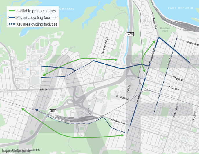Map: cycling routes within LRT traffic 'area of concern'