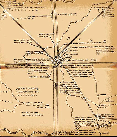 Map from Faulkner's Absolom, Absolom
