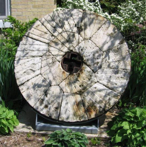 Figure 7: Millstone mounted outside the museum in Brantford. The original mill has been demolished.