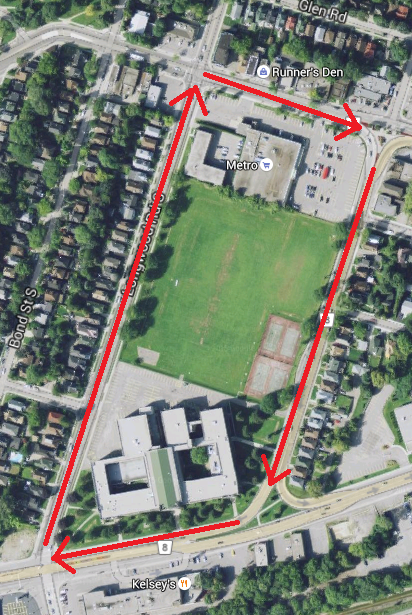Proposed de-facto roundabout on Main, Longwood, King and Paradise (Image Credit: Google Maps)