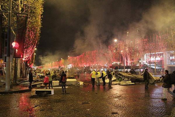 Aftermath of a Gilet Jaune riot Saturday 25 November 2018 on the Champs Élysées in Paris. (image Credit: L. Nicollet)