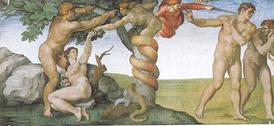 This is a picture by Michelangelo showing what I've just described.
