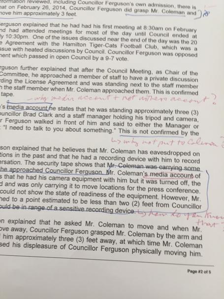Andre Marin's notes on Basse's report, page 2 of 5