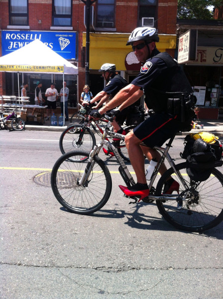 Bicycle officers, fresh from Walk A Mile in Her Shoes