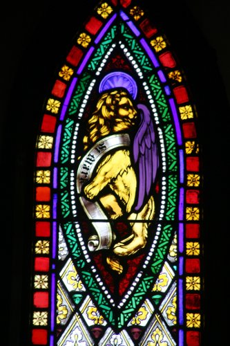 Fig. 10. Paris, St James's Anglican Church, east window, N lancet, detail, Lion of St Mark.
