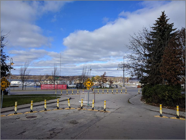 Physical barriers at Hughson and Guise allow walking and cycling but prevent cut-through driving