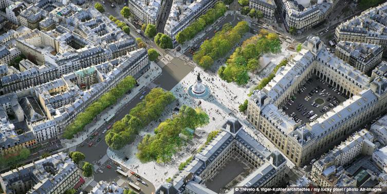 Rendering of two-way conversion at Place de la Republique (Image Credit: Trévelo et Viger-Kohler Architects)