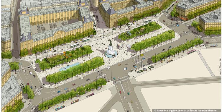 Place de la Republique, 'Toward a better sharing of public space' (Image Credit: Trévelo et Viger-Kohler Architects)