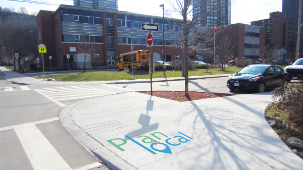 New sidewalk bumpout at Forest and Ferguson near Queen Victoria School