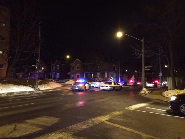 Police cruisers at the site of a collision at Queen and Herkimer, March 7, 2014 (RTH file photo)