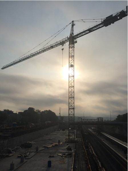 Parking garage will tower more than half as tall as crane (Photo by Mark)