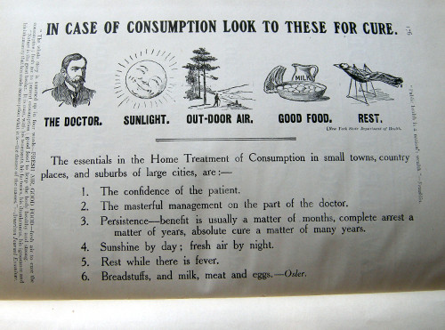 A page from the end matter of Consumption: its Cause, Prevention and Cure, by George Cox (literary editor) and John W. MacLeod (business editor), issued by the Tri-County Anti-Tuberculosis League of Antigonish, Guysborough, and Pictou, Nova Scotia, 1911.