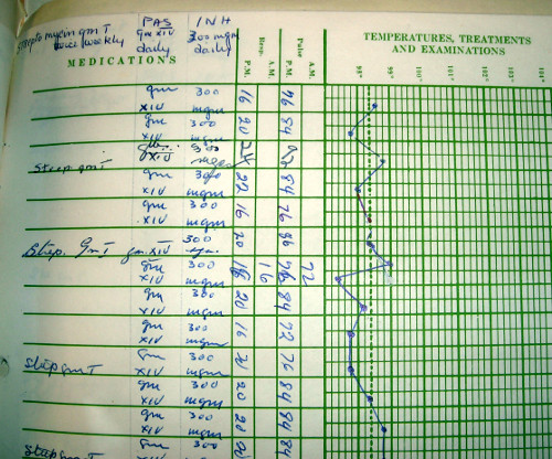 Triple chemo - streptomycin, PAS and INH, accompanied by 