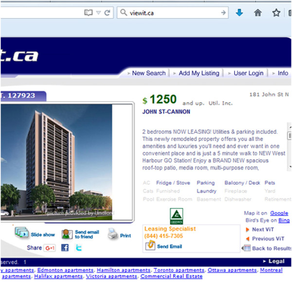 Screen grab from viewit.ca