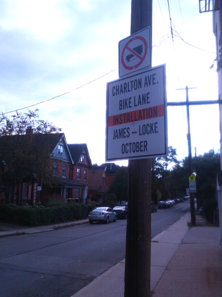 Bike lane sign on Charlton