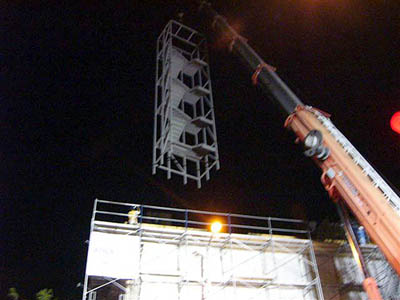 Installing the staircase.