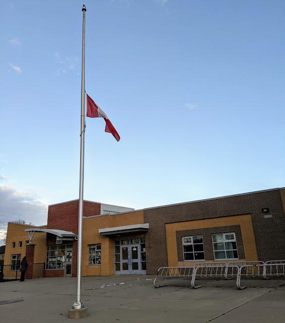 Templemead School with flag flying at half-mast