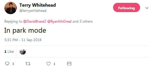 Screengrab of Terry Whitehead's tweet posted at 5:31 PM