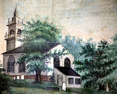 Fig. 1. Watercolour of St John's Anglican Church, Ancaster,1824, preserved in the church hall.