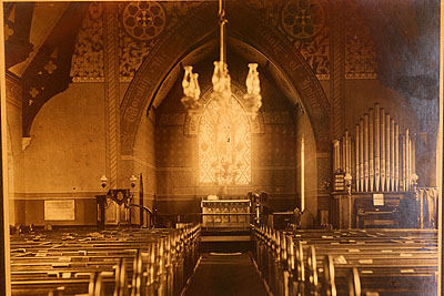 Fig. 14. St John's Anglican Church, Ancaster, old photograph of interior to E.