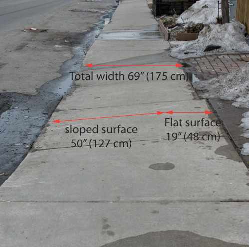 Sidewalk driveway cut, modified standard design