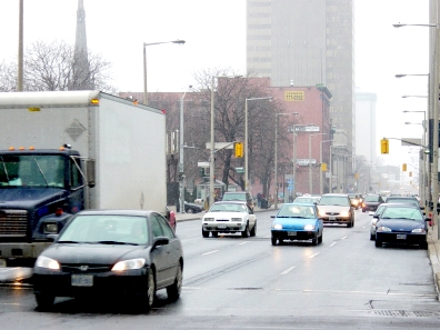 Cars feel very welcome on Main St.