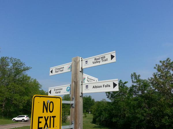 Trail signs near Albion Falls